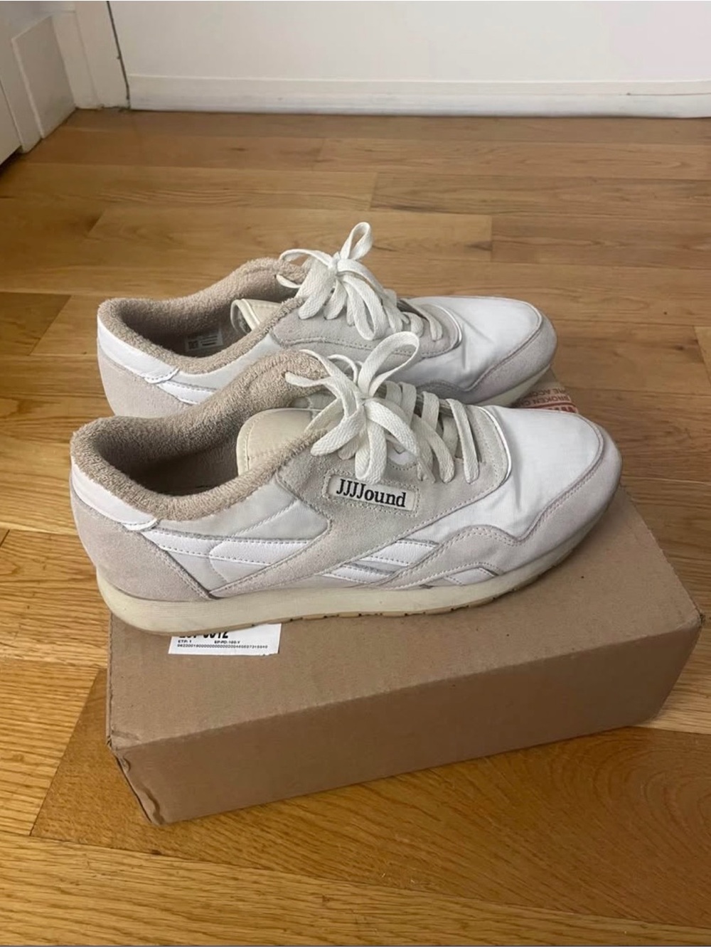 JJJound Men's Beige and White Retro Athletic Sneakers
